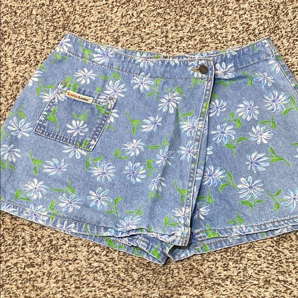 Vintage 90’s LONDONJEAN Blue and Green Skorts with Floral Pattern - Picture 8 of 8